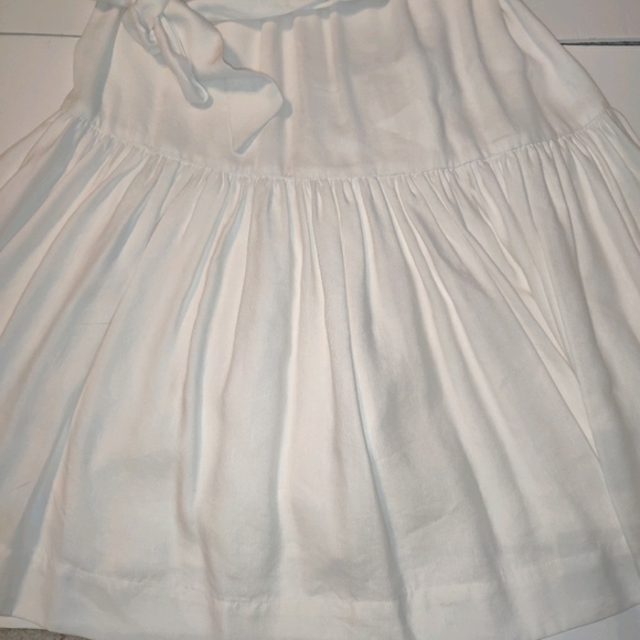 Milly NY Linen Blend Halter Tumbled Zoe  Crochet Lace White Poplin Sundress - Picture 8 of 16